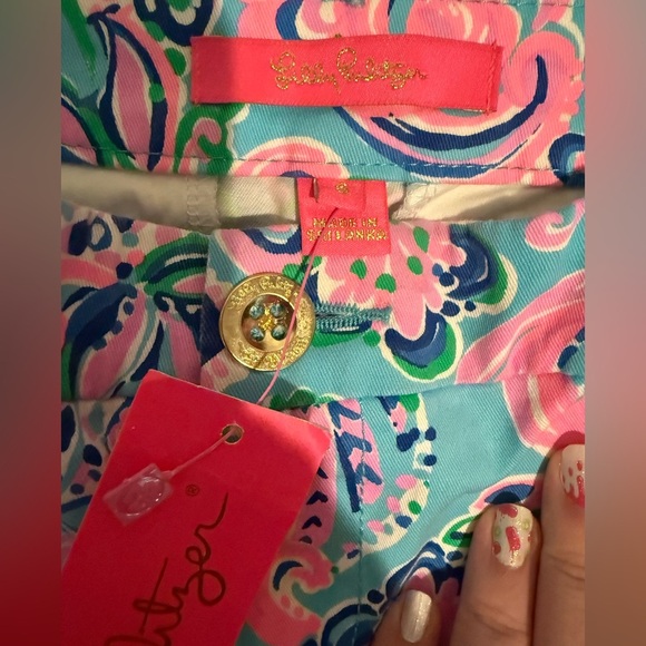 Lilly Pulitzer Callahan Stretch Shorts Blue Horizon Jungle Sunrise Shorts - Picture 3 of 7